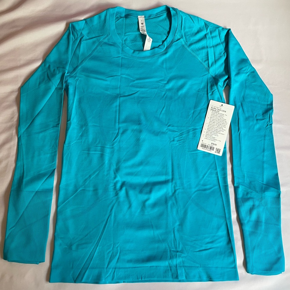 Lululemon Swiftly Tech Long Sleeve 2.0 NWT New, Size 8, Turquoise Blue